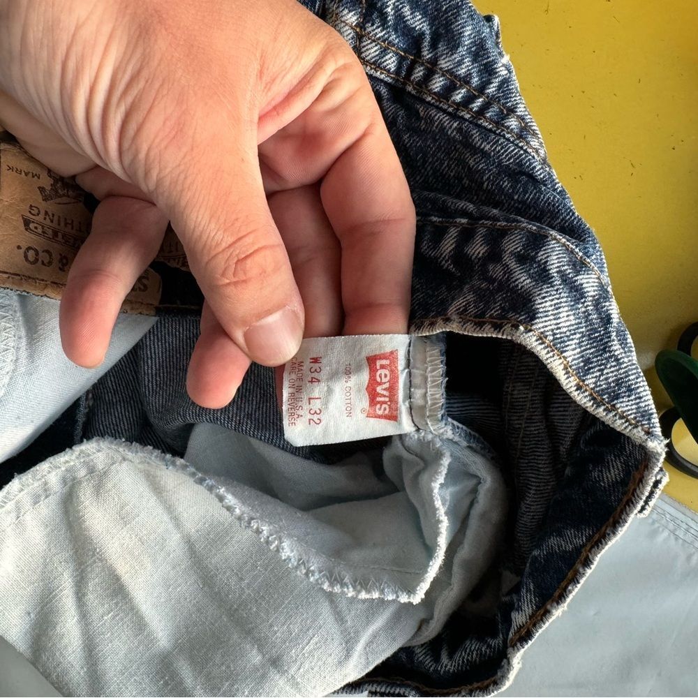 Vintage Acid Washed Orange Tab Levis Jeans Sz 34 x 32 - Picture 7 of 10